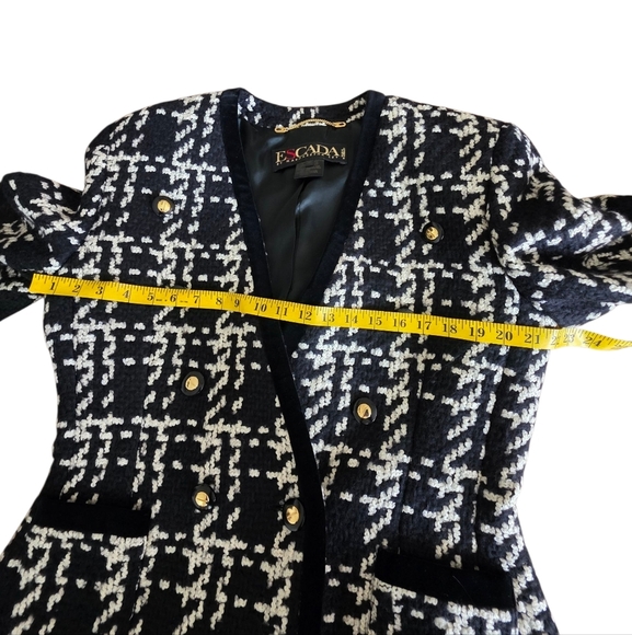 Vintage Escada by Margaretha Ley Houndstooth & Velvet Blazer,Jacket Sz 42/US 12 - Picture 11 of 16